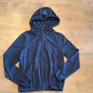 Athleta Pacifica Illume Track zip Jacket blue lightweight hooded womens size XS
